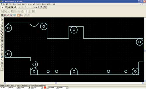 Рис. 2. Контур ПП, переданный в P-CAD PCB.