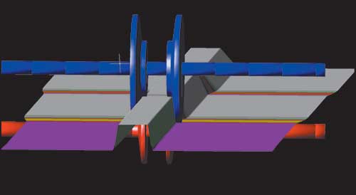 Получив левые верхний и нижний ролики, зеркально отражаем их относительно середины трапеции, после чего копируем на соседние трапеции (если они присутствуют в данном профиле)