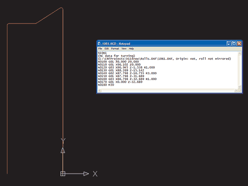 Аналогичным образом получается пакет DXF-файлов и ISO-кодов, описывающих контуры для изготовления роликов методом точения или фрезерования