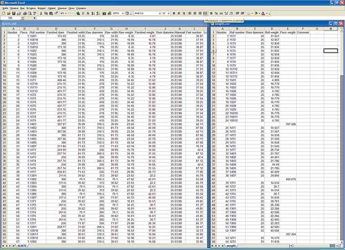 В табличном представлении формируется информация о черновых и чистовых размерах роликов (как формообразующих, так и вспомогательных), их материале, массе, обозначении
