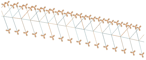 Рис. 2. Балочная КЭ-модель подземного трубопровода (фрагмент)