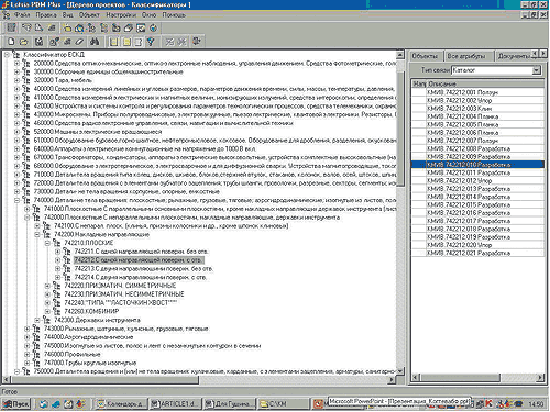 Рис. 1. Фрагмент представления структуры дерева классификатора ЕСКД