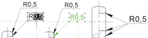 Рис. 13. Простановка размеров с множественными указателями