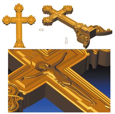 Рис. 5. Этапы моделирования центрального креста иконостаса