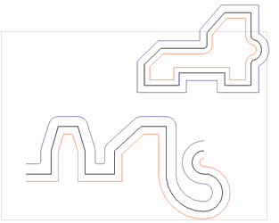 При создании эквидистанты в режиме автоматической параметризации будут построены линии построения — параллельные прямые для отрезков и концентрические окружности для дуг