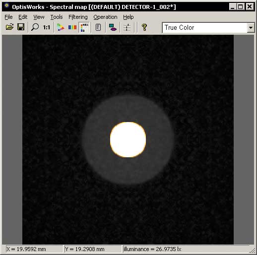 Рис. 10. Освещенность детектора для модифицированной системы — выделенный диапазон интенсивности