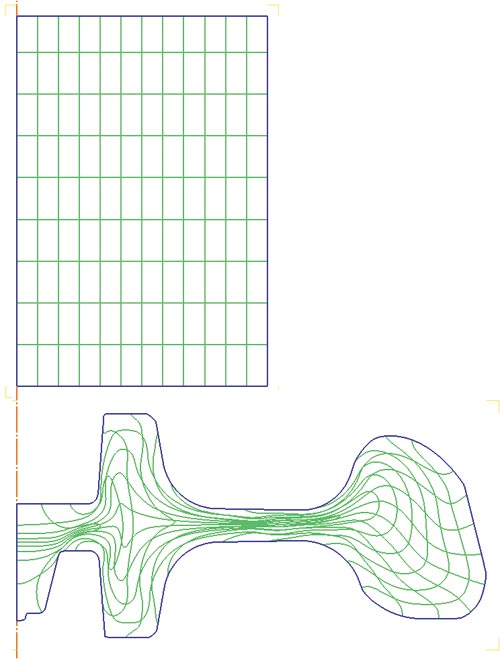 Рис. 10. Течение металла при деформировании