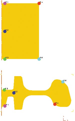 Рис. 11. Перемещение точек-маркеров при деформировании