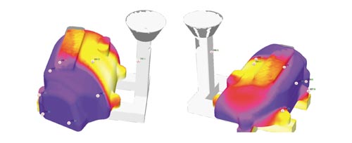 Рис. 8. Моделирование заполнения расплава пеномодельной формы