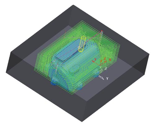 Рис. 10. Черновая обработка пеноблока «крышка»: второй установ