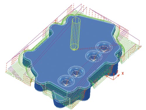 Рис. 14. Чистовая обработка пеноблока «основание»: первый установ