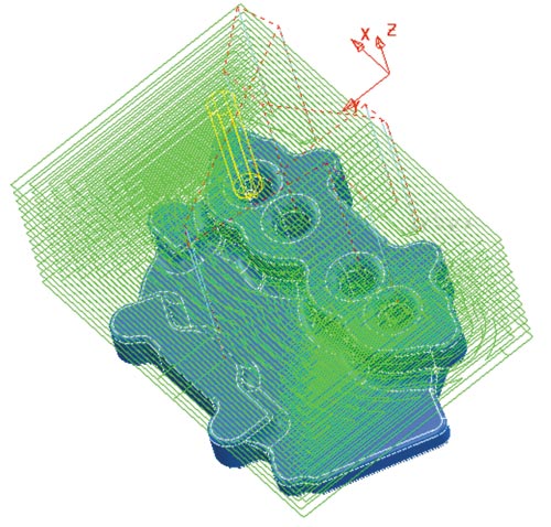 Рис. 16. Черновая обработка пеноблока «основание»: второй установ
