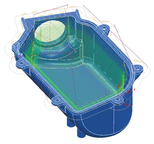 Рис. 19. Траектория движения инструмента при обработке внутренних поверхностей крышки ресивера