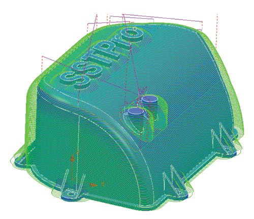 Рис. 20. Траектория движения инструмента при обработке наружных поверхностей крышки ресивера