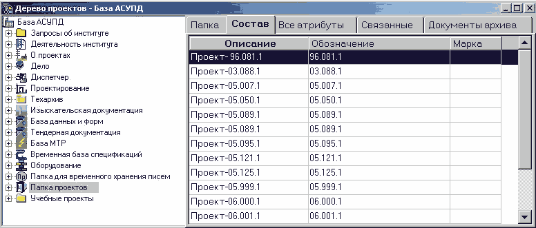 Рис. 2. Структура электронного архива АСУ ПД