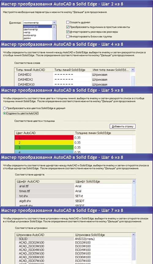 Рис. 3. Импорт DWG, DXF: параметры преобразования