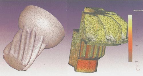Рис. 2. Моделирование широко применяется при разработке технологических процессов холодного прессования зубчатых колес (слева) либо получения их методами горячей объемной штамповки