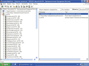 Рис. 1. Фрагмент общего представления проекта ППР РФ, состоящий из трех объектов первого уровня и части объектов второго уровня