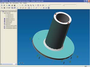 Рис. 2. Модель сборки таврового соединения трубы с плоской поверхностью