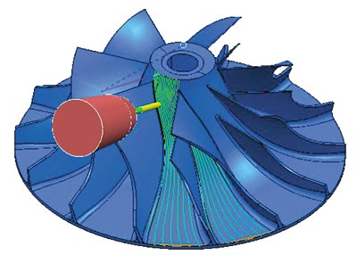 Рис. 3. Комплексная пятиосевая обработка сложных поверхностей