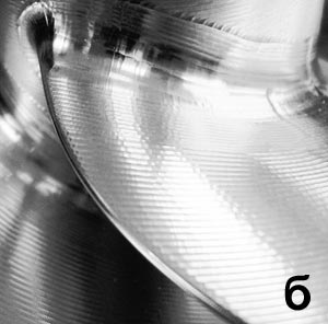 Рис. 4. Сравнение данных визуализатора (а) с фотографией реальной детали (б)