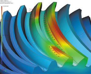 Рис. 5. Результаты статического анализа арочных зубьев бочкообразной формы в системе T-FLEX Анализ