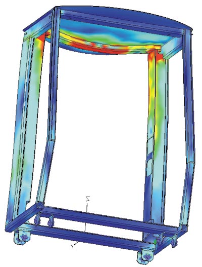 Расчет силового каркаса кабины: падение груза