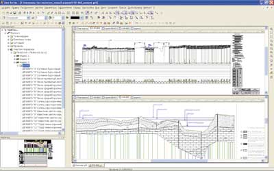 Рис. 6. Геологические разрезы на общем профиле трассы и профилях переходов