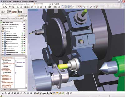 Рис. 3. Моделирование фрезерной обработки на токарно-фрезерном станке (Mori Seiki NL2500)