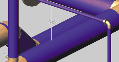 Рис. 3. Подсистема поиска коллизий Model Studio CS обнаружила и показала на трехмерной модели нарушение допустимого расстояния