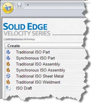 Рис. 1. Шаблоны традиционных и синхронных файлов в Solid Edge с синхронной технологией. Стартовый экран