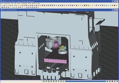 Рис. 7. Проверка управляющей программы для изготовления колеса
