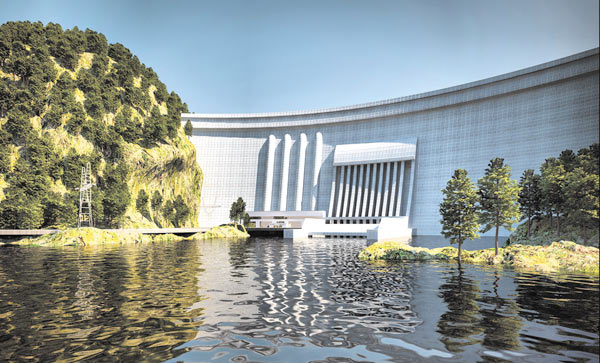 Рис. 15. Валентина Канчер, Святослав Пальчунов. Проект ГЭС
на реке Катунь. Модель выполнена в Revit Architecture,
визуализация — в Autodesk 3ds max (НГАСУ (Сибстрин), 2010)