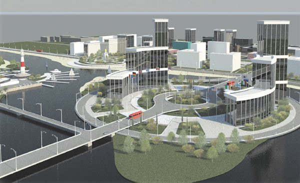 Рис. 19. Софья Аникеева, Сергей Ульрих. Проект микрорайона в Новосибирске. Модель выполнена в Revit Architecture
(НГАСУ (Сибстрин), 2010)