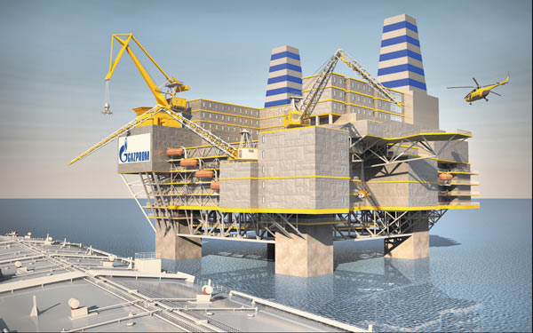 Рис. 20. Александр Егоров. Проект нефтяной платформы. Модель выполнена в Revit Architecture, визуализация — в Autodesk 3ds max (НГАСУ (Сибстрин), 2010)