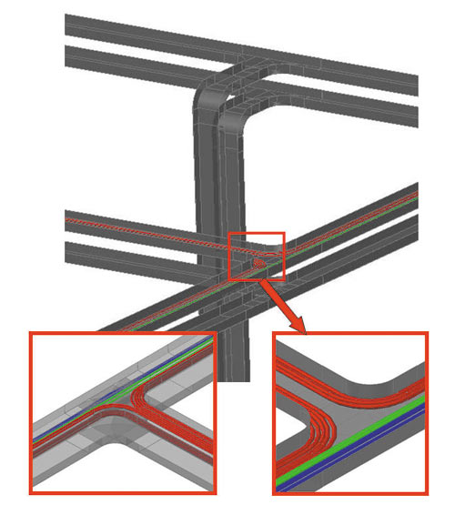 Раскладка кабелей в трехмерном пространстве с учетом геометрии и радиуса гиба кабеля