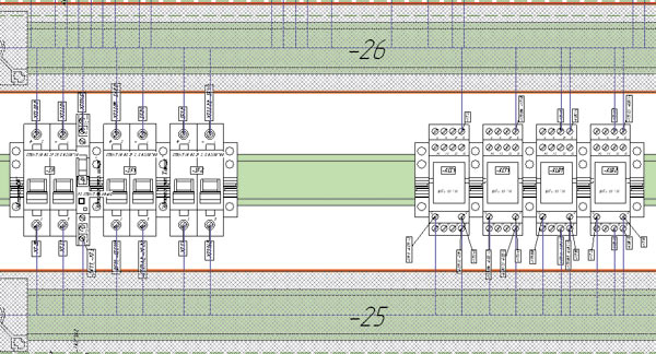 Рис. 6. Фрагмент шкафа после выполнения автотрассировки