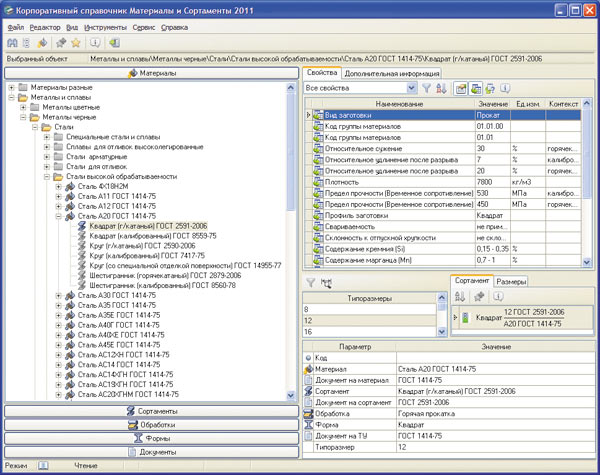 Корпоративный справочник «Материалы и сортаменты»