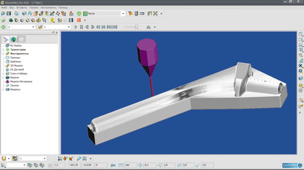 Рис. 10. Визуализация в PowerMILL обработки по первому базированию
