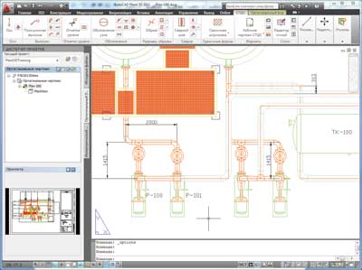 Рис. 14. Двумерный чертеж плана с оборудованием, созданный с трехмерной модели