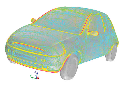 Рис. 9. Зоны рекомендуемой коррекции формы кузова по критерию лобового сопротивления