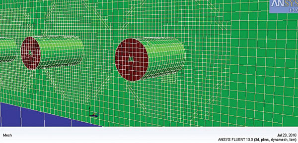 Рис. 8. Декартово перестроение сетки камеры сгорания