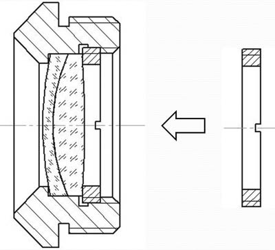 Рис. 12. Использование резьбового кольца при конструировании узла крепления