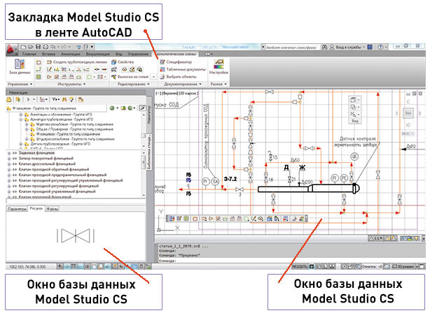 Рис. 1. Общий вид пользовательского интерфейса Model Studio CS Технологические схемы