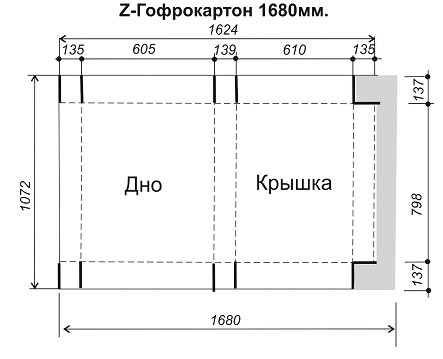 Рис. 1. Пример схемы раскроя гофрокартона